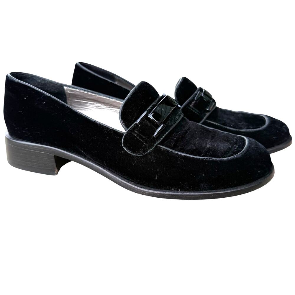 Vintage Y2K Shannon Diego‎ Velvet Loafers Black Dark Academia Women's - Size 7.5